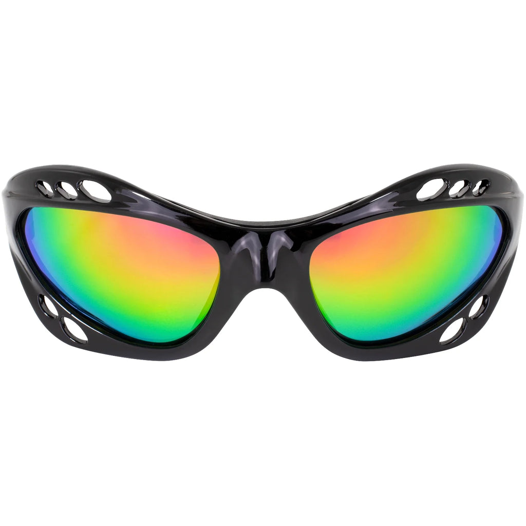 3 Pairs Padded Polarized Sunglasses with Strap Black Frame Blue Red Pink Mirror Lenses O56070