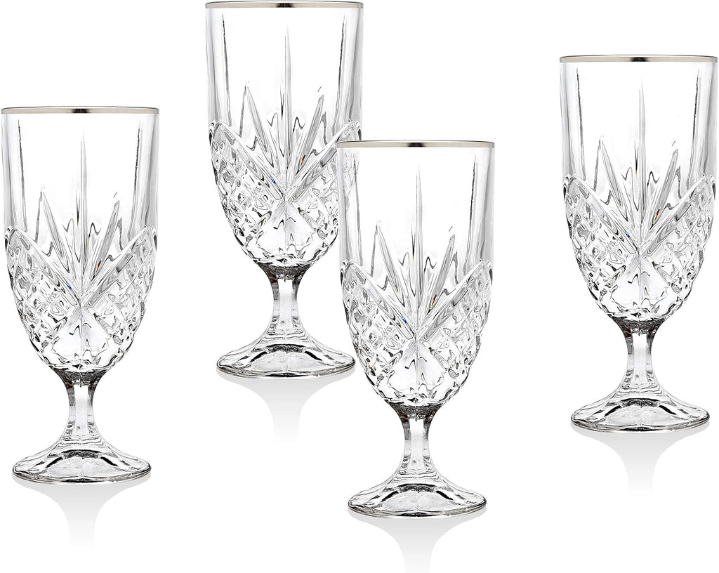 Set of 4 Iced Tea Glasses with Platinum Rim D29250