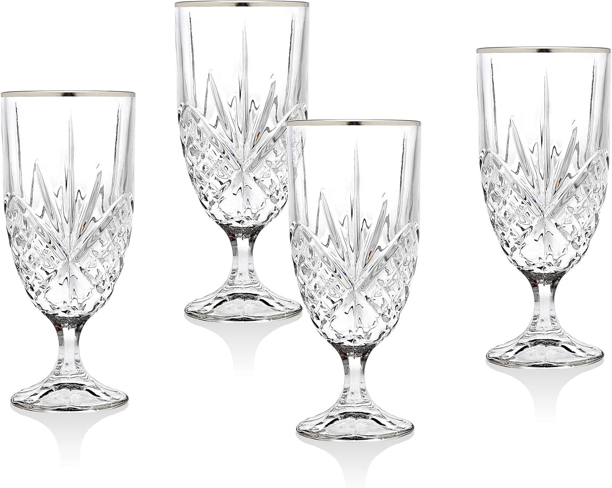 Set of 4 Iced Tea Glasses with Platinum Rim D29250