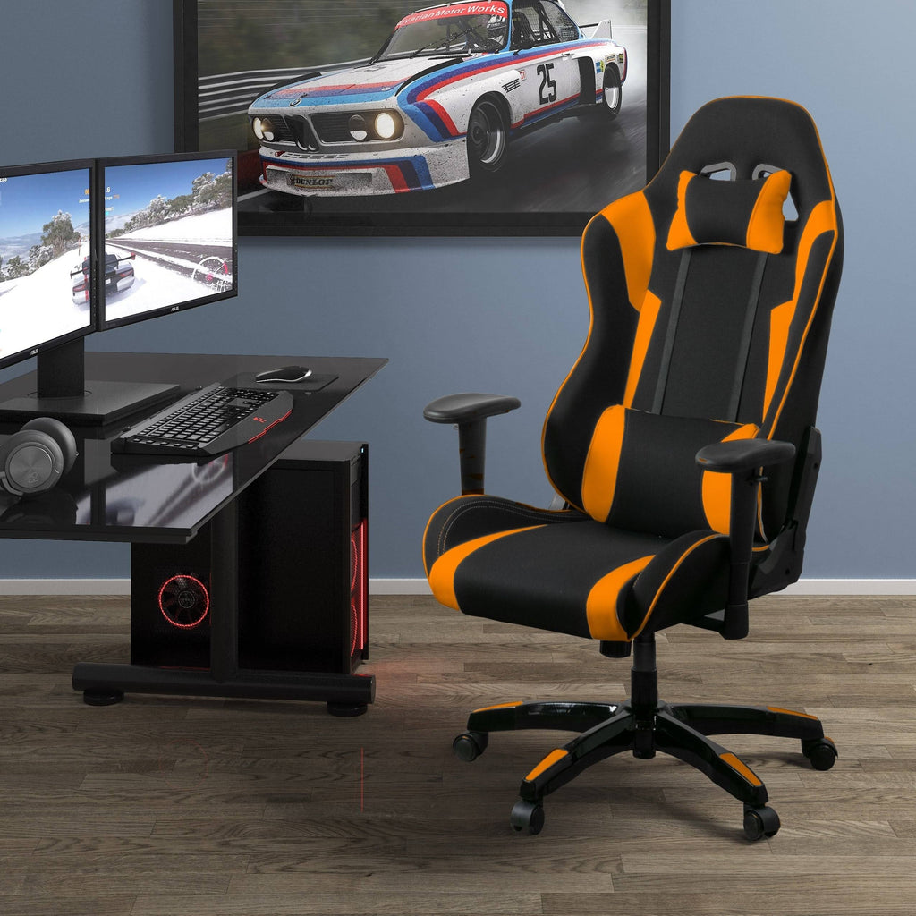 Bonded Leather, Fabric, and Mesh High-Back Ergonomic Gaming Chair Y4690