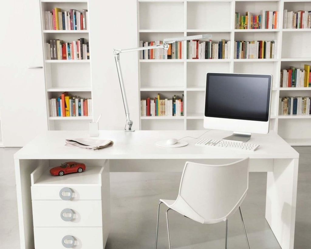 Silver Metal Swing Arm Desk Lamp with Clamp Z37217