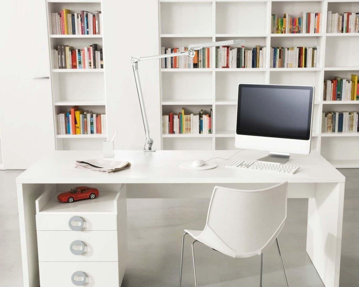Silver Metal Swing Arm Desk Lamp with Clamp Z37217