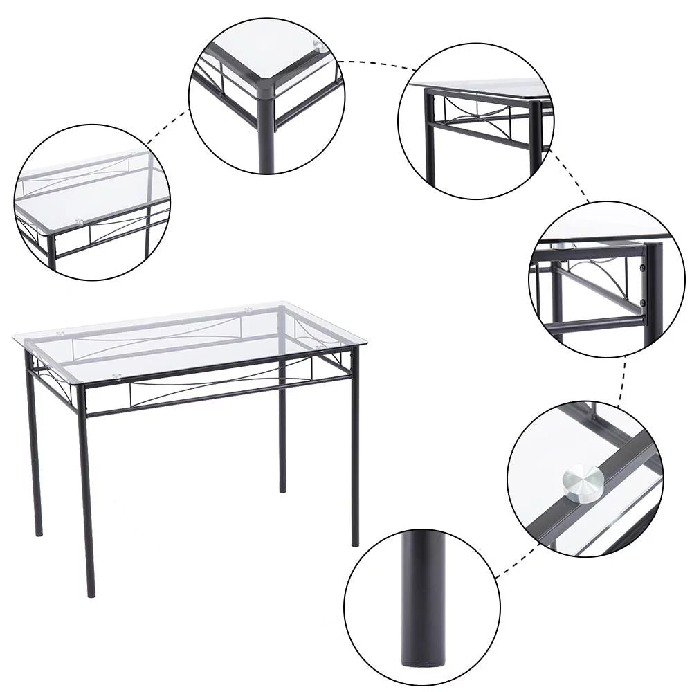 5 Pcs Black Glass Top Dining Set S492850
