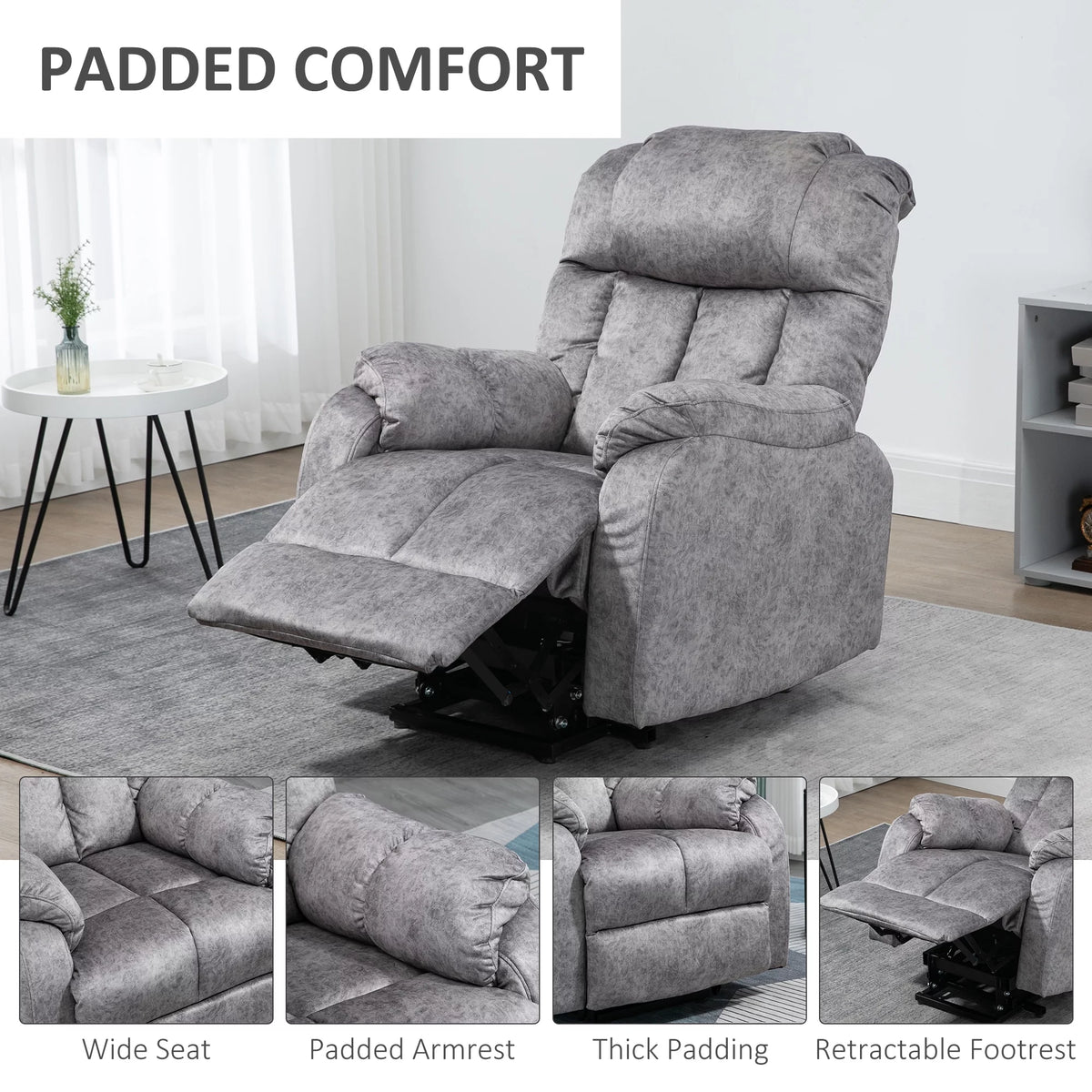 Grey Power Lift Recliner Chair with Remote Control Y419