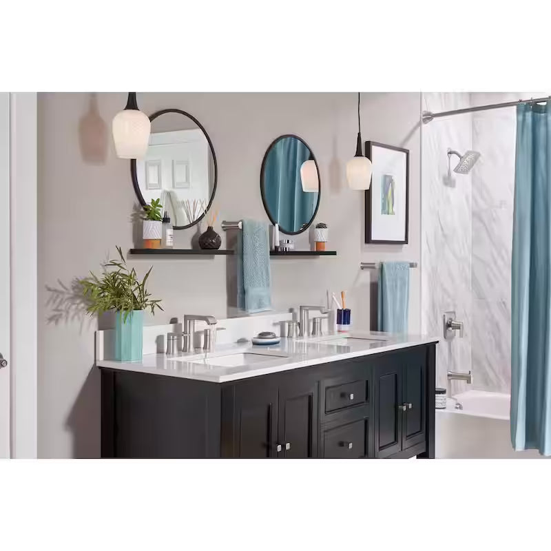 8 in. Widespread Double Handle Bathroom Faucet Brushed Nickel Q9872