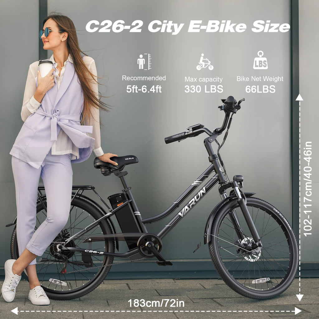 26-inch 500W Electric Bike with 40 Miles Range, Removable Battery, 7 Speed S8627