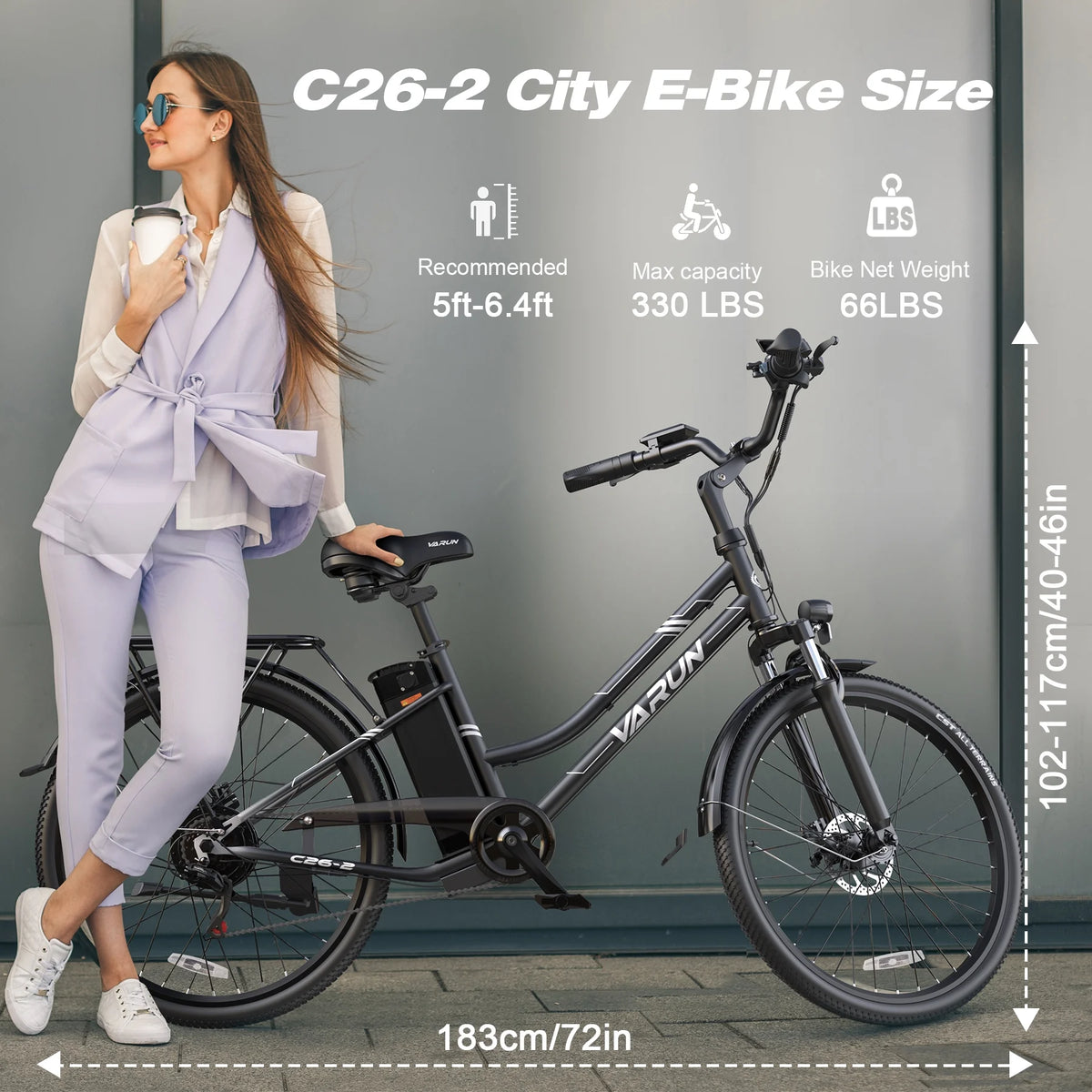 26-inch 500W Electric Bike with 40 Miles Range, Removable Battery, 7 Speed S8627
