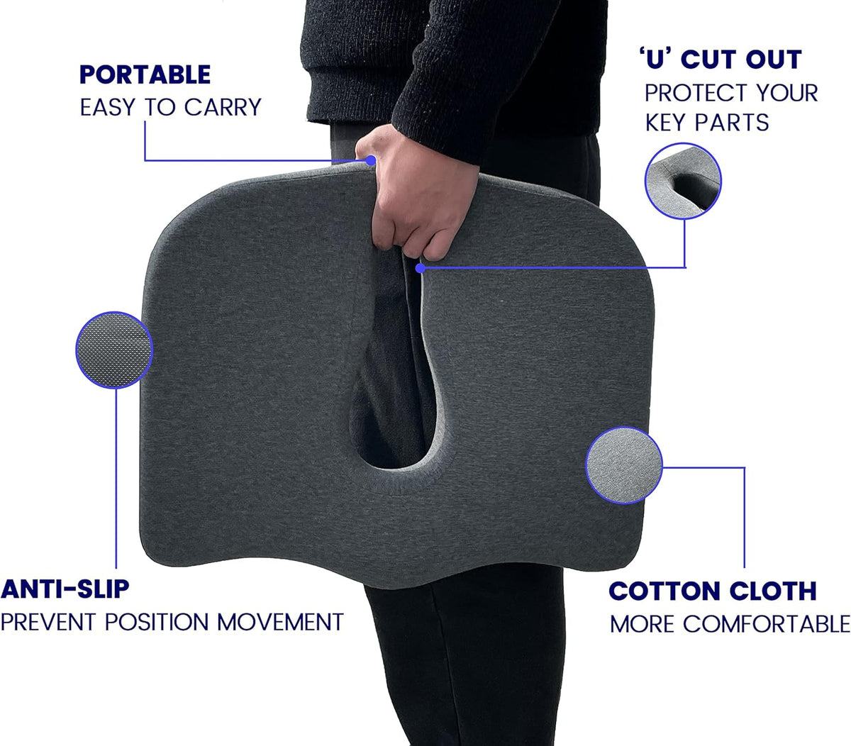 Medium Grey Extra-Dense Memory Foam Seat Cushion N530659