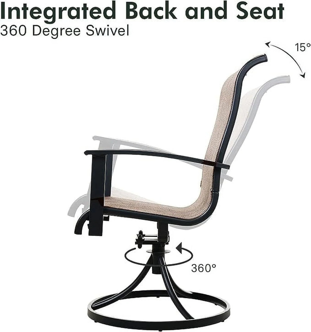 Swivel Patio Chairs Set of 2 Metal Frame T55389