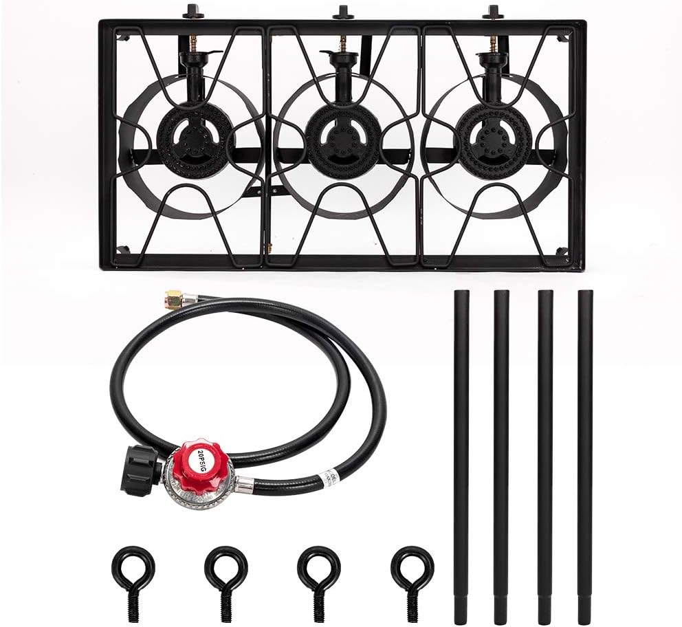 Outdoor 3 Burner Propane Gas Camp Stove with Detachable Legs Z29243