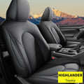 Black Faux Leather Car Seat Covers Full Set for Highlander B973618