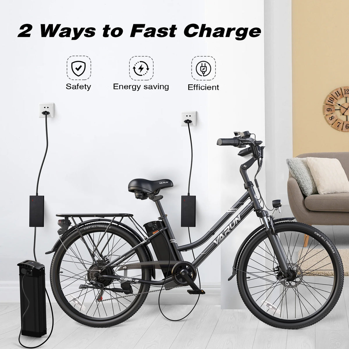 26-inch 500W Electric Bike with 40 Miles Range, Removable Battery, 7 Speed S8627