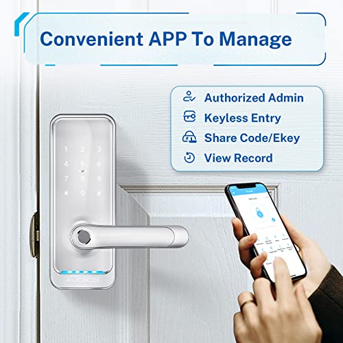 Silver Smart Door Lock with Handle Keyless Entry Wifi G208383