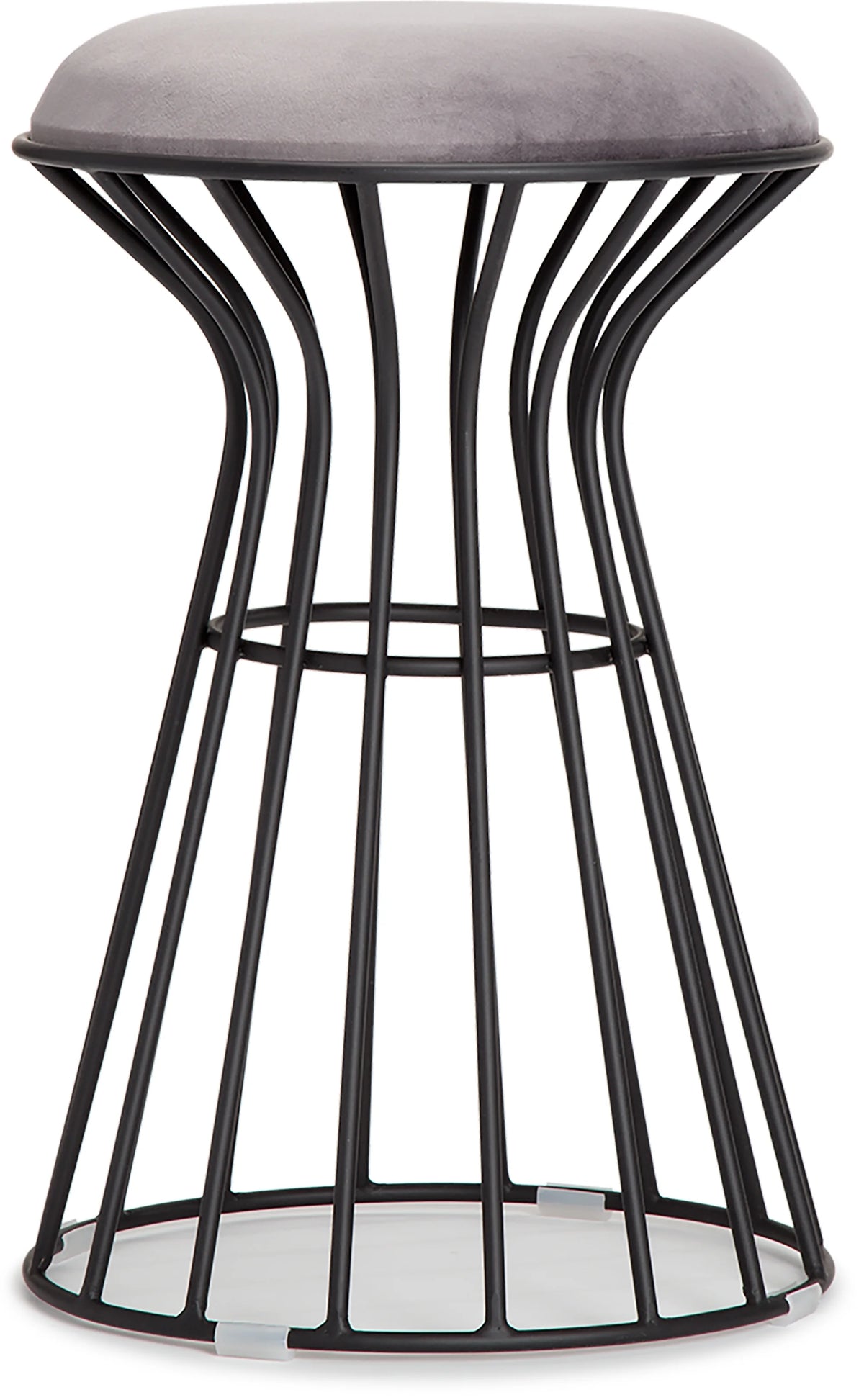 Black and Gray Velvet Vanity Stool E98516