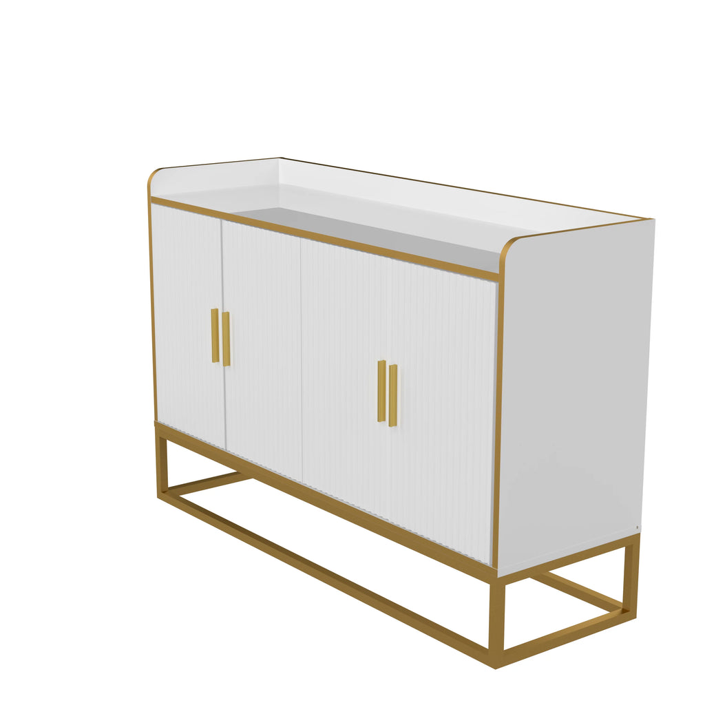 White Gloss Storage Cabinet with Metal Legs X6493
