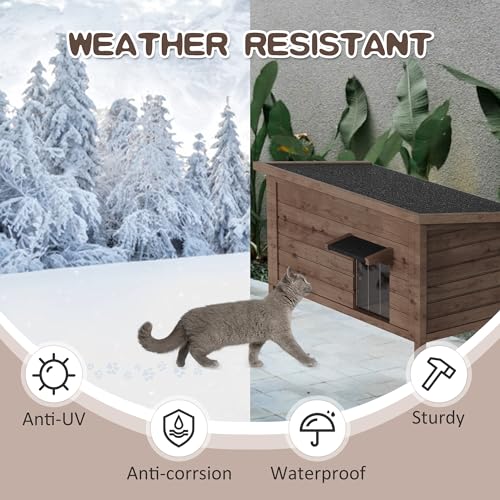 Outdoor Cat House Fully Insulated Wooden Weatherproof 34.4" L x 21.7" W x 27.2" H N859041