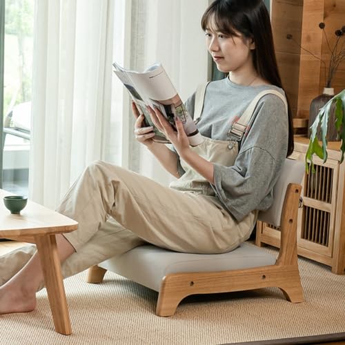 Beige Floor Chair with Back Support and Cushion F8887