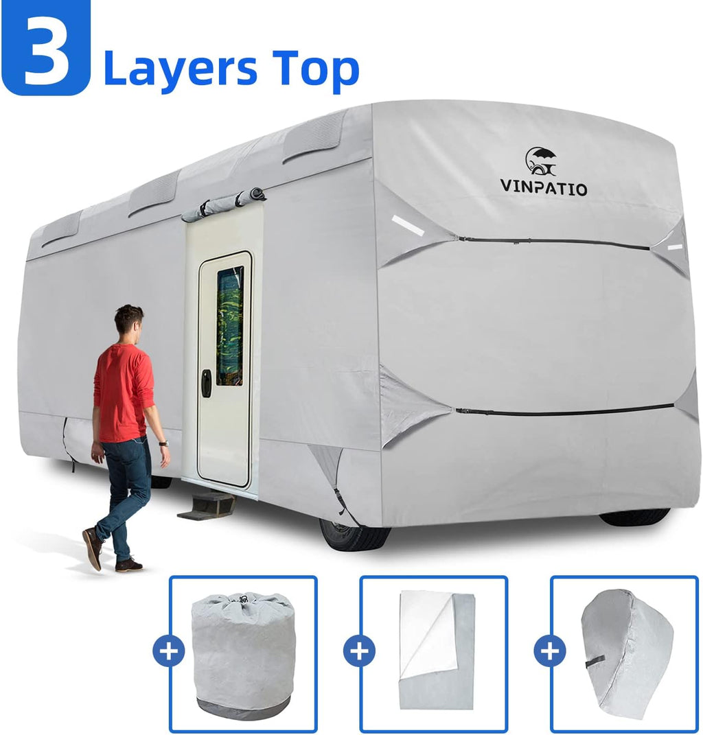 Class A RV Cover 3 Layers Polypro Grey P8625