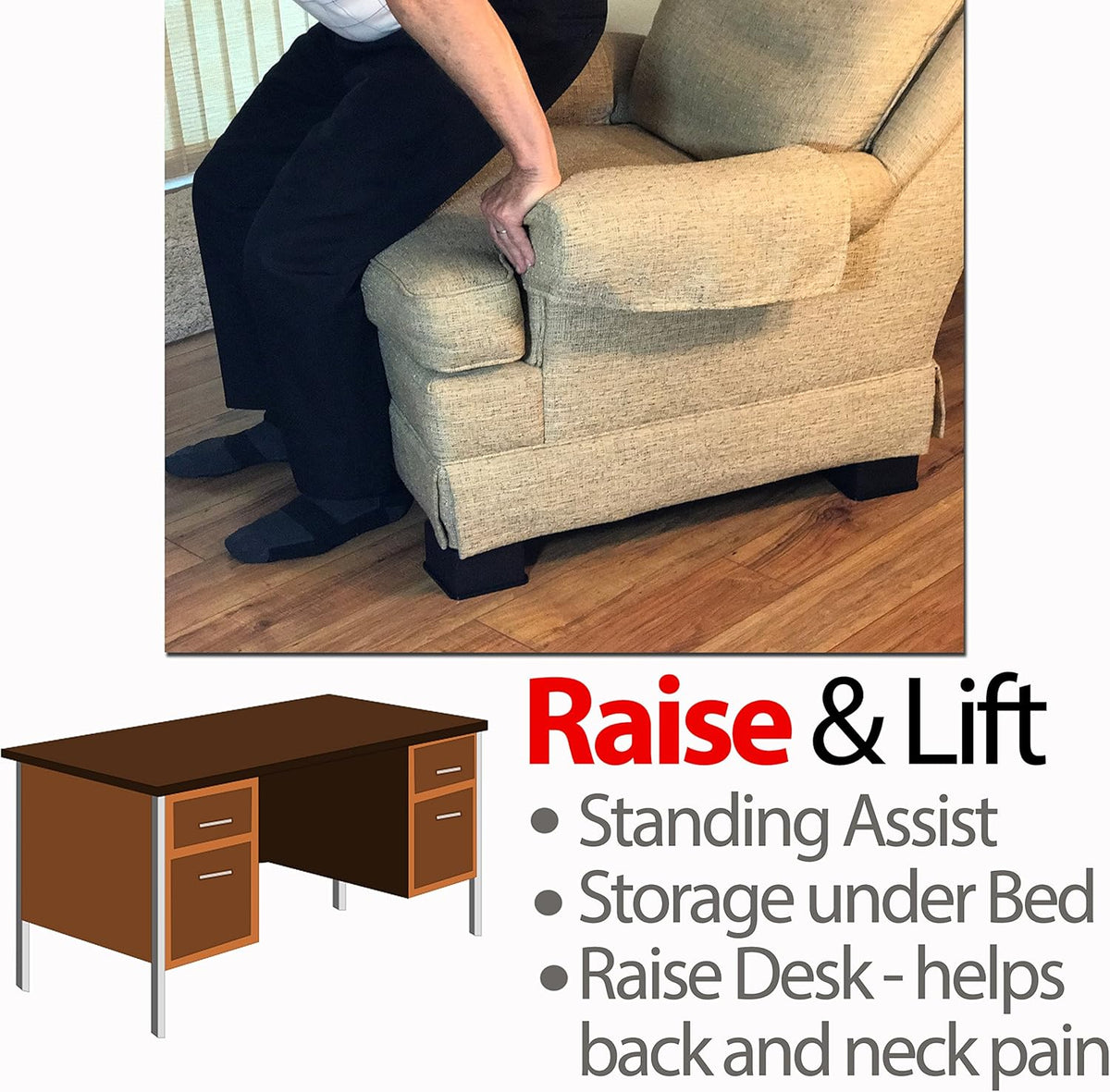 Black 3 Inch Bed and Furniture Risers O458180