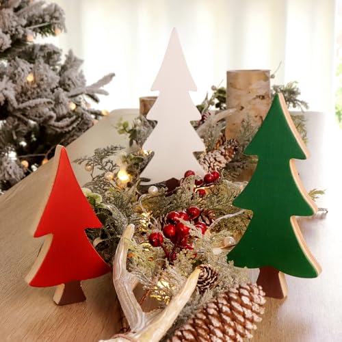 3pcs Wooden Christmas Tree Tabletop Ornaments P298917