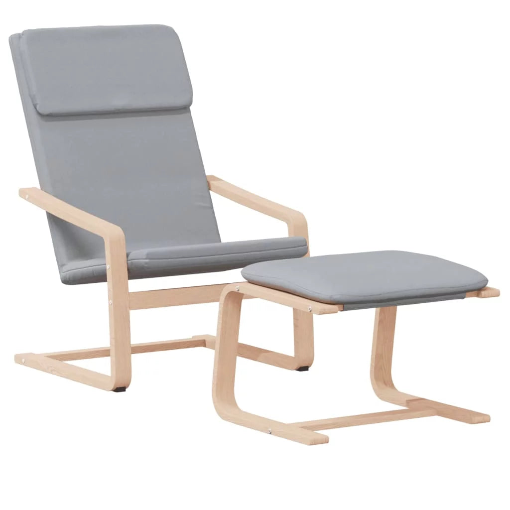 Light Gray Fabric Relaxing Chair with Footstool J7602