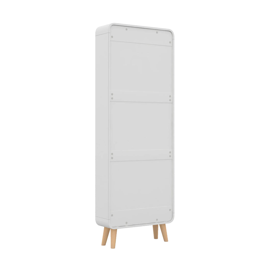White 4 Flip Drawers Wood Shoe Cabinet with Mirror E7131