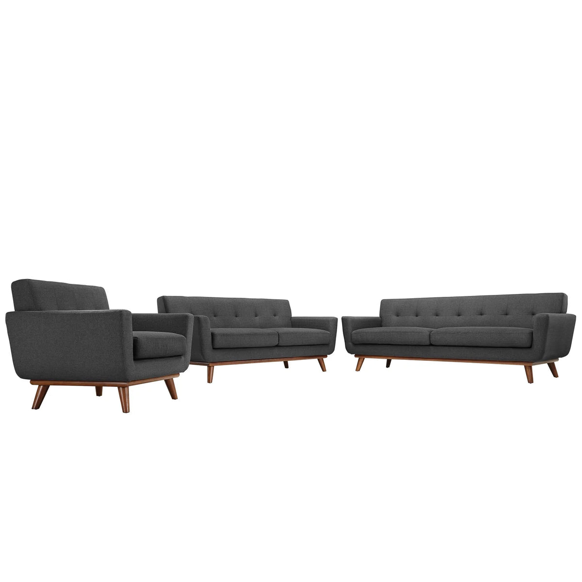 Gray Sofa Loveseat and Armchair Set of Three E7361