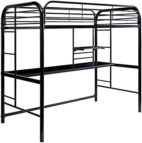 Black Metal Twin Over Workstation Bunk Bed P317433