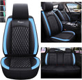 Black Blue Waterproof PU Leather Car Seat Cover Protector Pad R96586