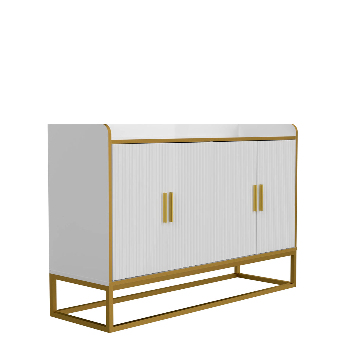 White Gloss Storage Cabinet with Metal Legs X6493