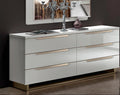 Glossy White 6 Drawer Double Dresser S259436