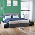 Queen Size Upholstered Platform Bed Frame with 4 Storage Drawers Z7101