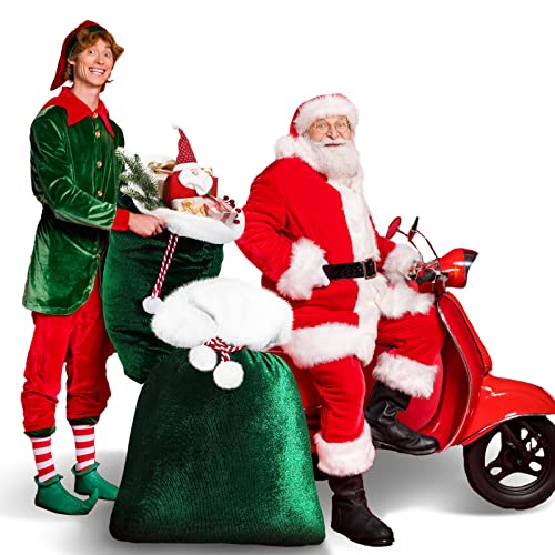 2 Pieces Velvet Drawstring Santa Bags Q583650