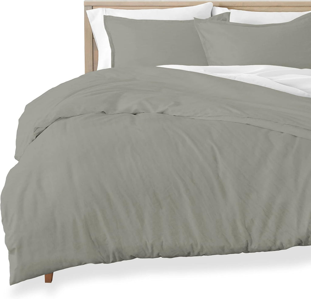 Queen Size Sandwashed White Brushed Microfiber Duvet Cover Pack of 2 L29332