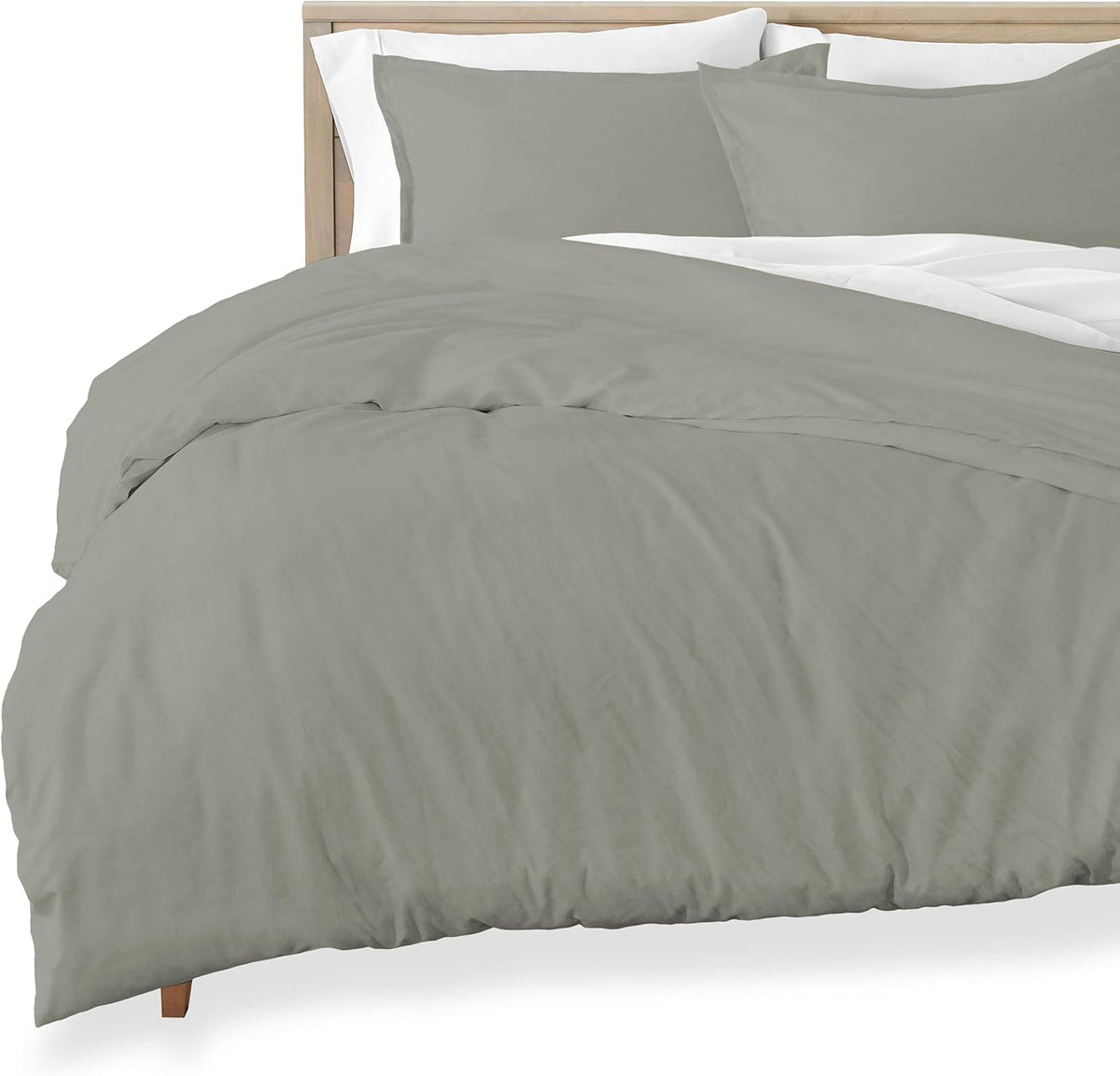 Queen Size Sandwashed White Brushed Microfiber Duvet Cover Pack of 2 L29332
