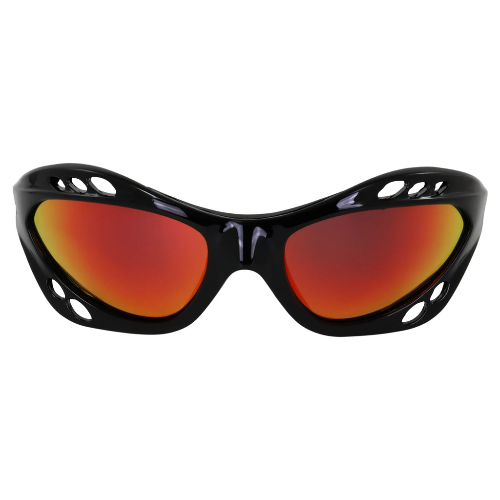 3 Pairs Padded Polarized Sunglasses with Strap Black Frame Blue Red Pink Mirror Lenses O56070