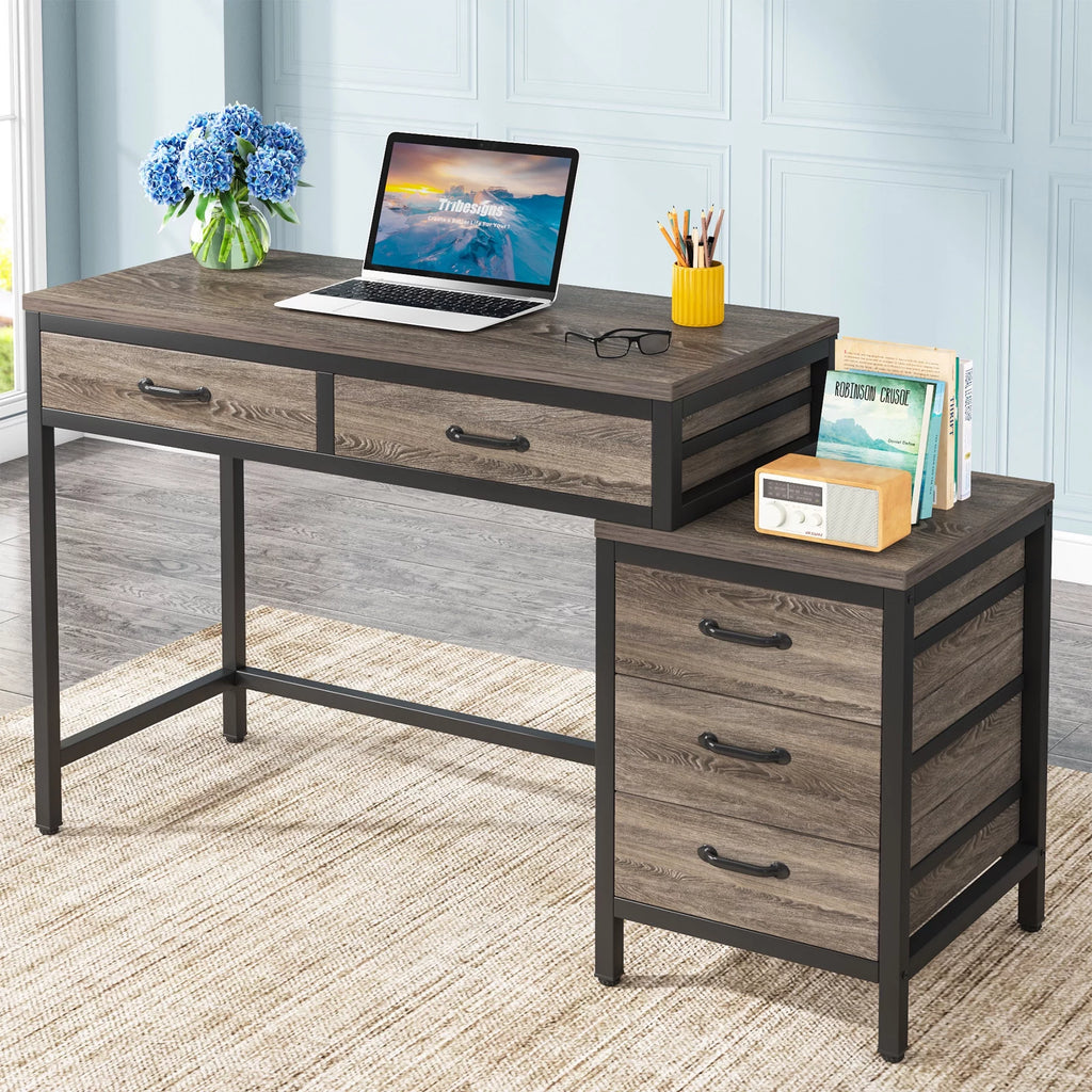 Computer Desk with 5 Drawers and File Cabinet K6154