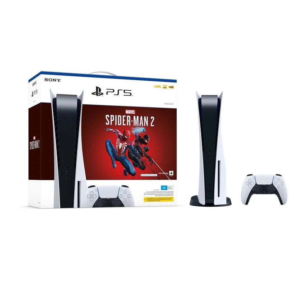 White PlayStation 5 Disc Edition Console with Two Controllers F2635