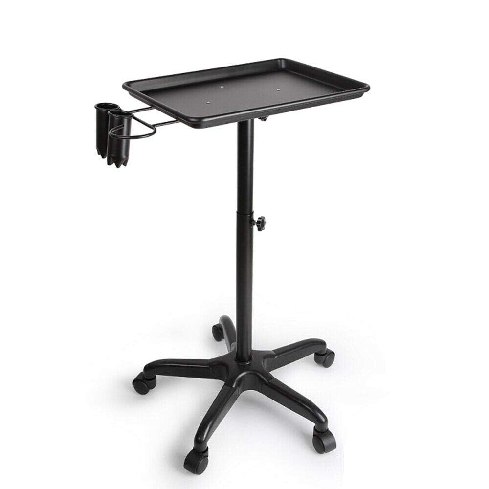 Adjustable Height Salon Rolling Trolley with Wheel (Black) U519