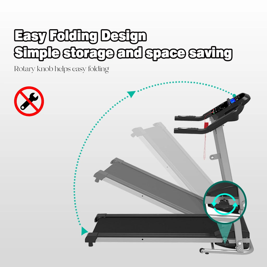 Folding 1.5HP Electric Treadmill Black X3893