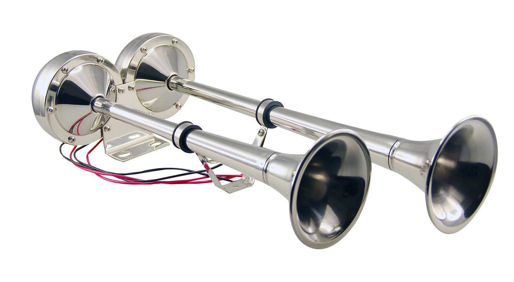 Stainless Steel Dual Trumpet Horn 12V H104
