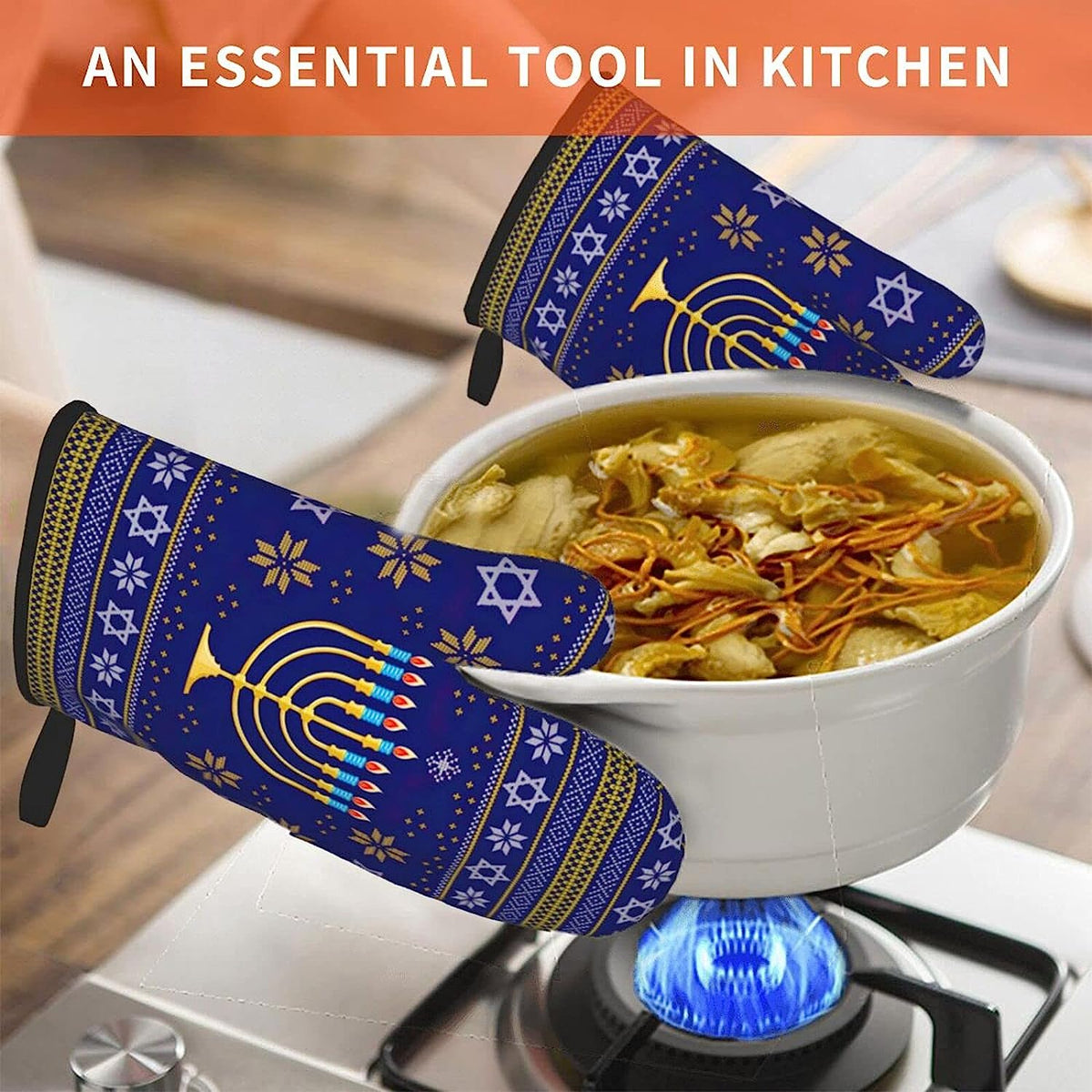 Oven Mitts Set of 2 Heat Resistant Kitchen Mittens Y693