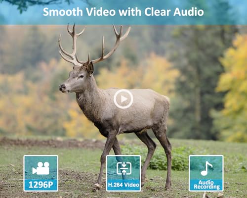 64MP 1296p Trail Camera with 100ft Night Vision J5361
