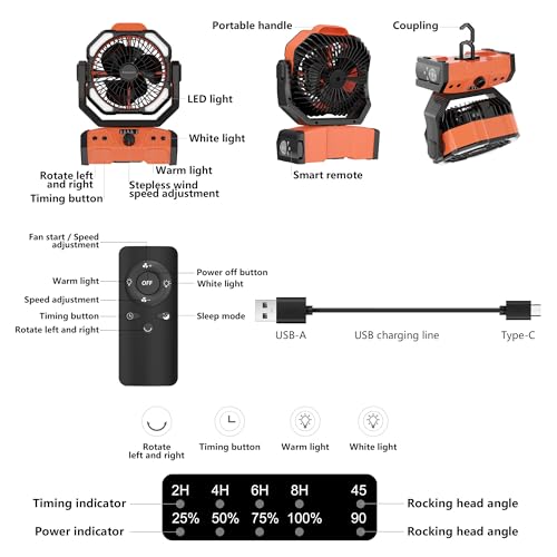 Camping Fan with LED Lantern H5486