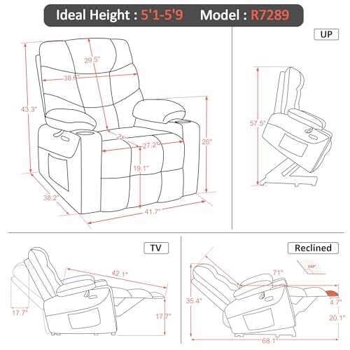 Navy Blue Fabric Power Lift Recliner Chair Y46739