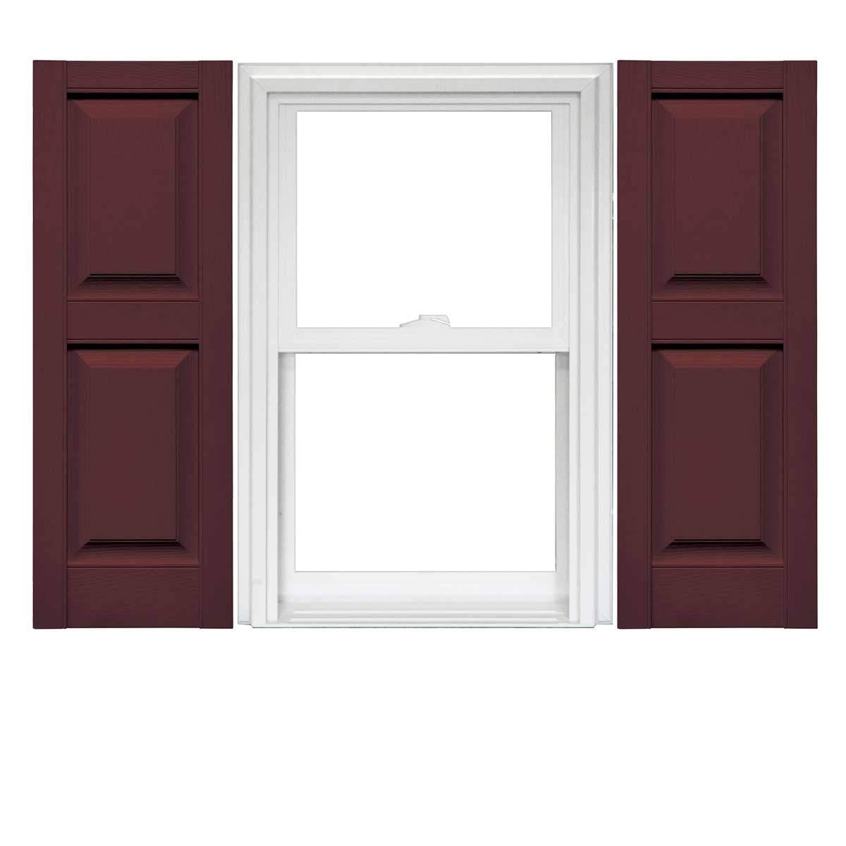 Raised Panel Vinyl Shutters (1 Pair) 14.75 x 67 Bordeaux Q35398