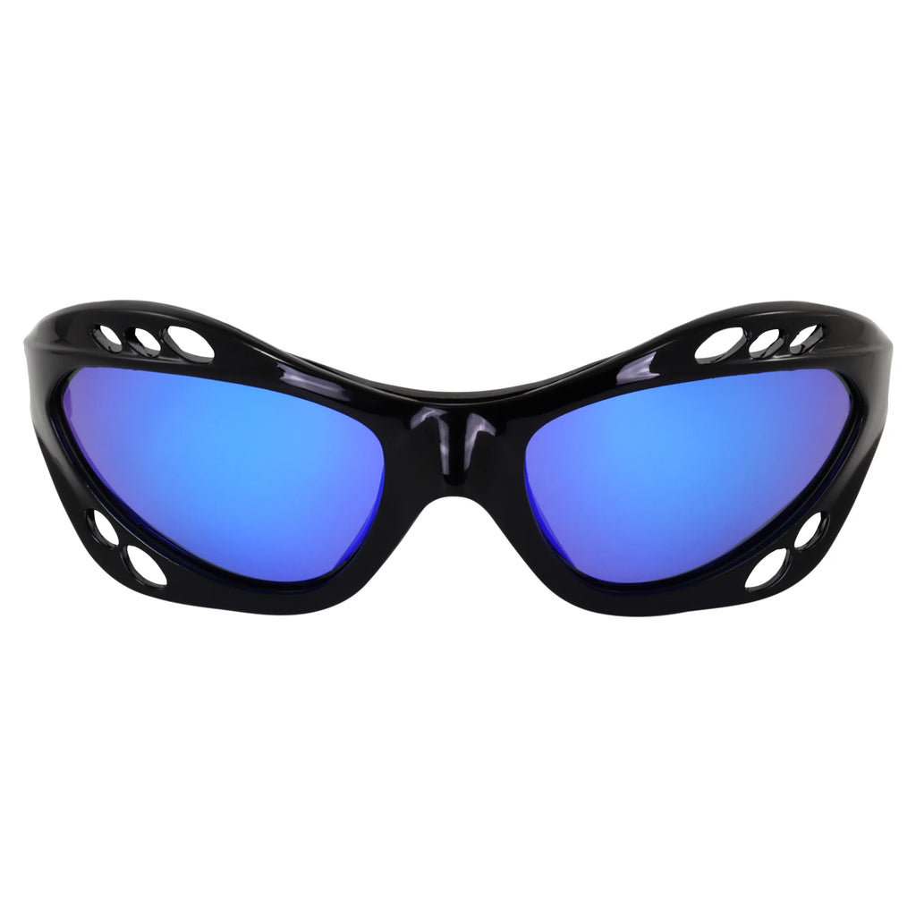 3 Pairs Padded Polarized Sunglasses with Strap Black Frame Blue Red Pink Mirror Lenses O56070