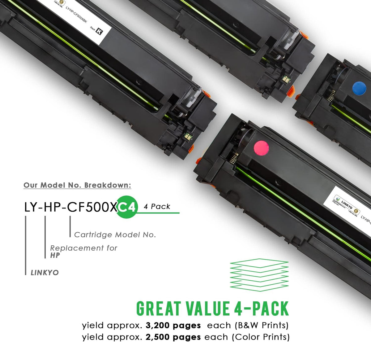 Compatible Toner Cartridge 4-Pack Black Cyan Magenta Yellow U455