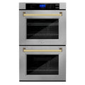 30 In. Double Wall Oven with Self Clean and True Convection in Stainless Steel and Gold U742