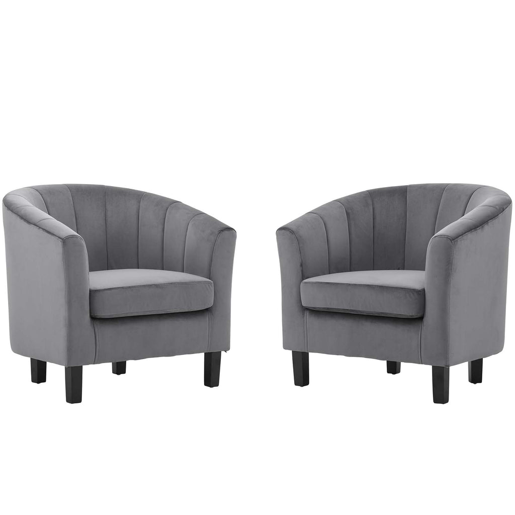 Gray Performance Velvet Armchair Set of 2 A37718